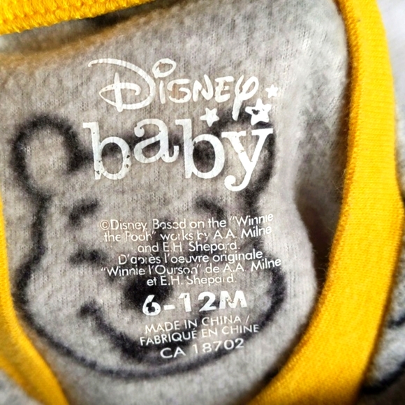 disney winnie the pooh fleece zipper footie sleeper pajamas 6-12 months baby - Picture 4 of 5